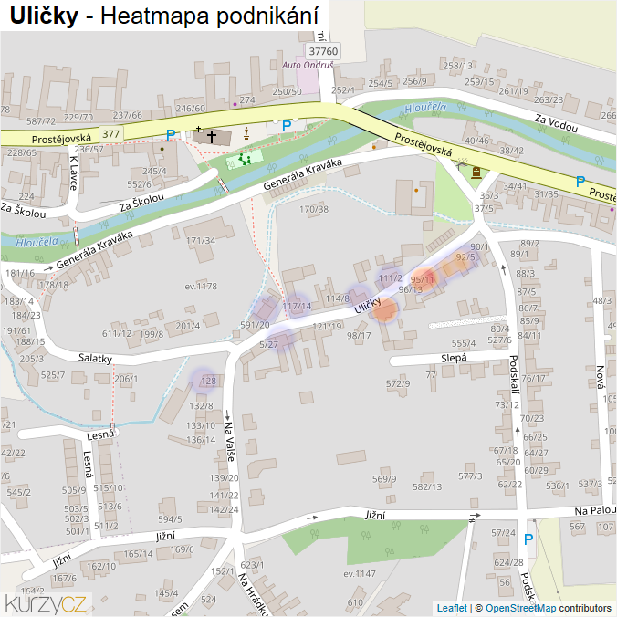 Mapa Uličky - Firmy v ulici.
