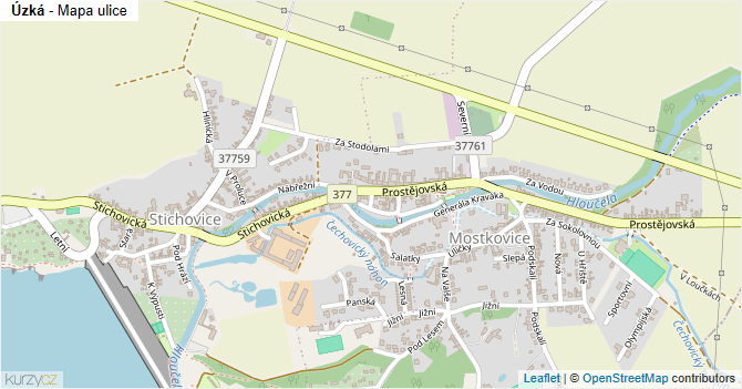 Úzká - mapa ulice