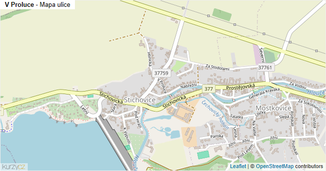 V Proluce - mapa ulice