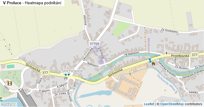 V Proluce - mapa podnikání