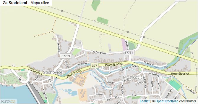 Za Stodolami - mapa ulice