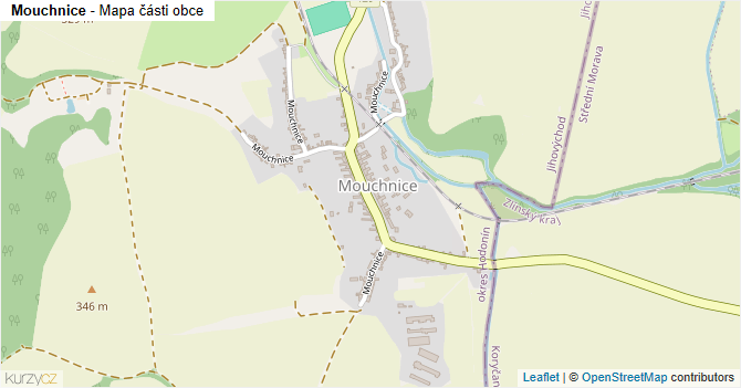 Mouchnice - mapa části obce