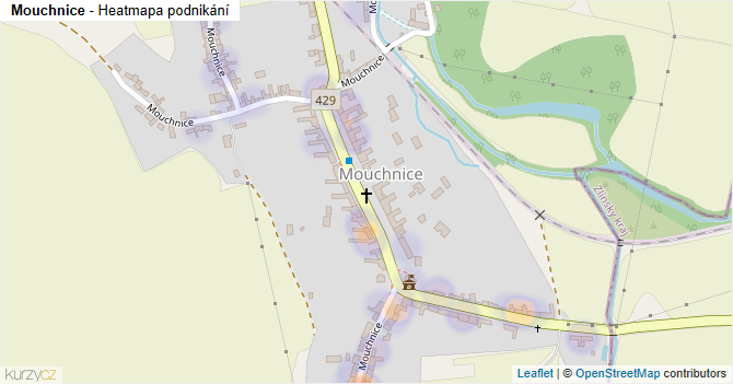 Mouchnice - mapa podnikání