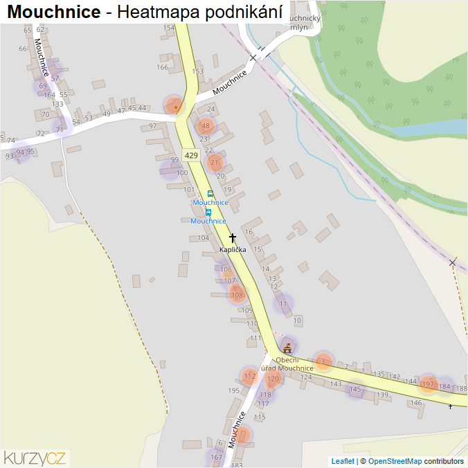 Mapa Mouchnice - Firmy v části obce.