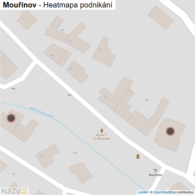 Mapa Mouřínov - Firmy v obci.