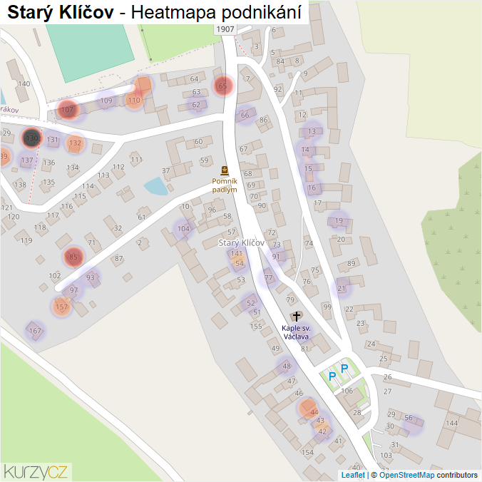 Mapa Starý Klíčov - Firmy v části obce.