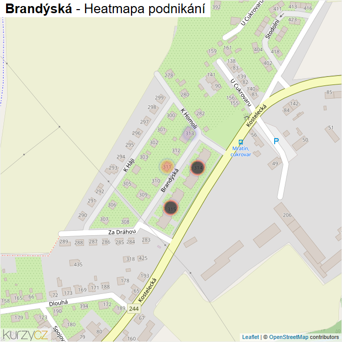 Mapa Brandýská - Firmy v ulici.