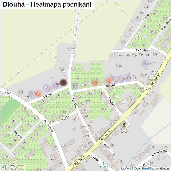 Mapa Dlouhá - Firmy v ulici.
