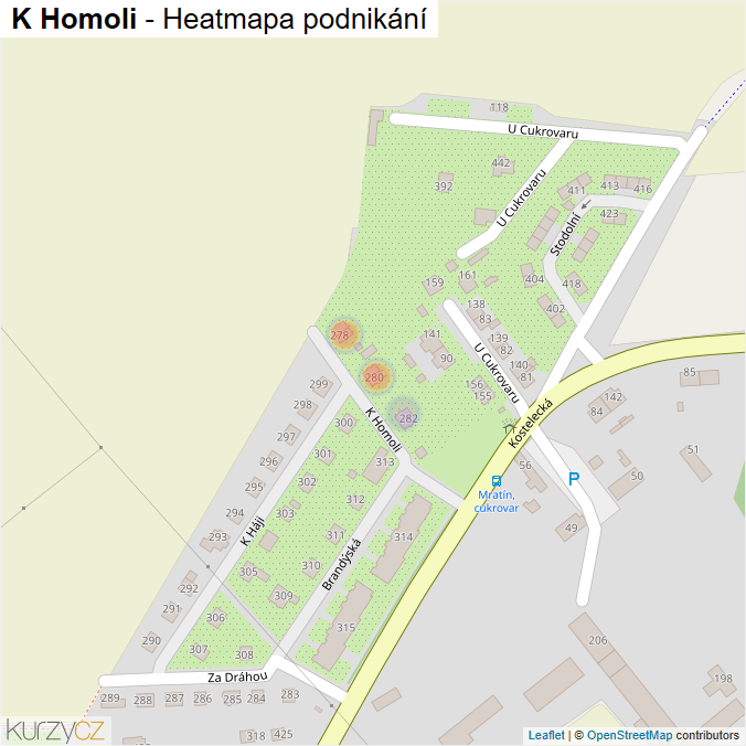 Mapa K Homoli - Firmy v ulici.
