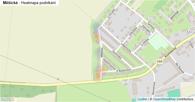 Měšická - mapa podnikání