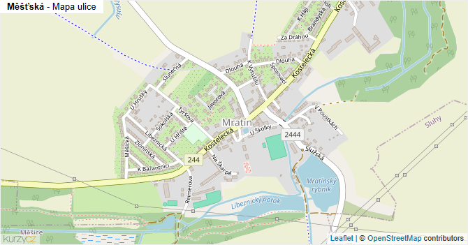 Měšťská - mapa ulice