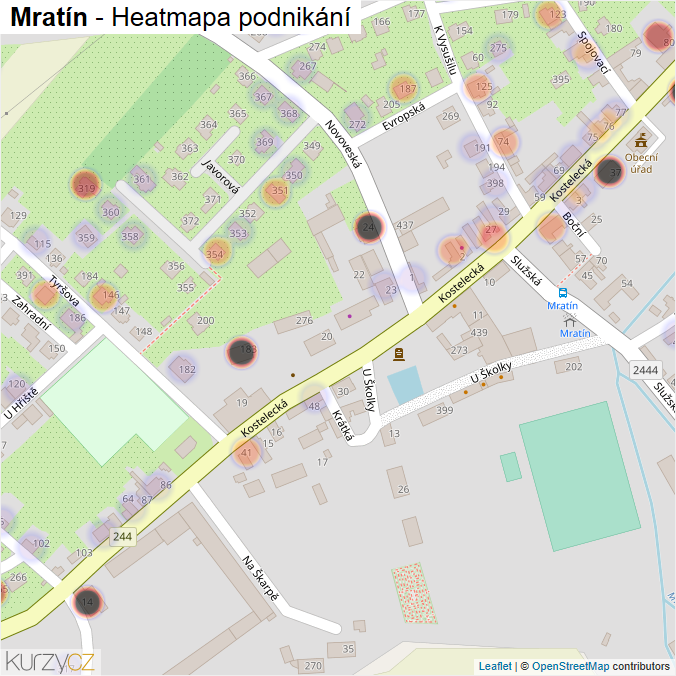 Mapa Mratín - Firmy v části obce.