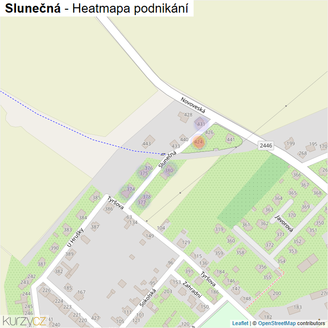 Mapa Slunečná - Firmy v ulici.