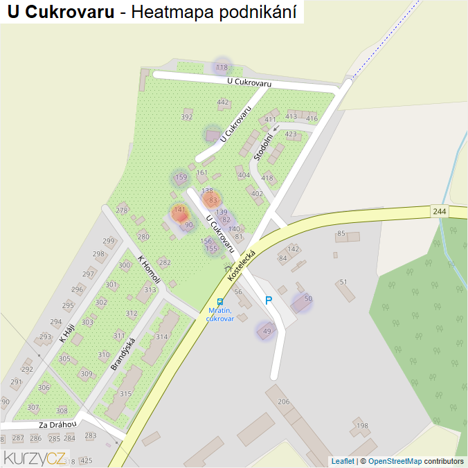 Mapa U Cukrovaru - Firmy v ulici.