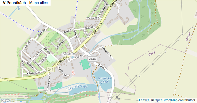 V Poustkách - mapa ulice