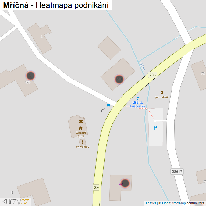 Mapa Mříčná - Firmy v obci.