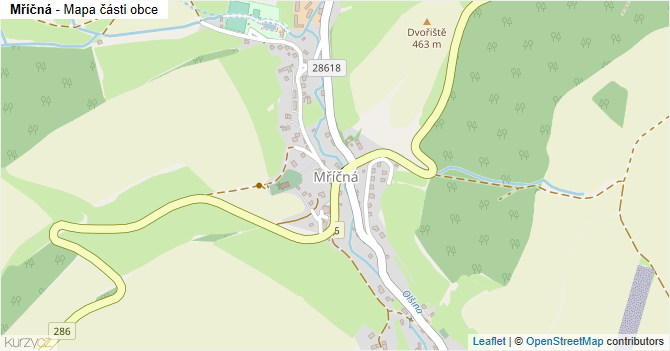 Mříčná - mapa části obce