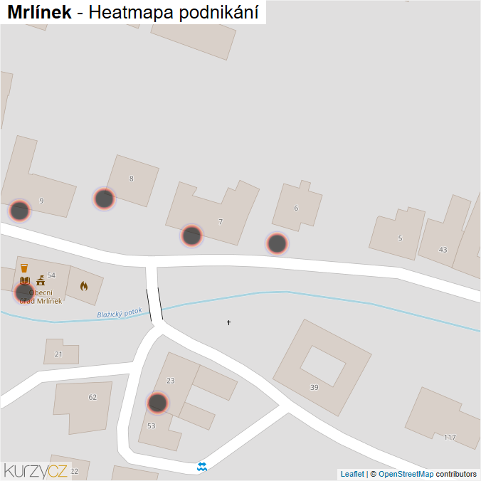 Mapa Mrlínek - Firmy v obci.