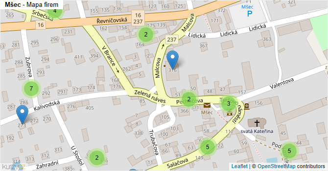 Mšec - mapa firem