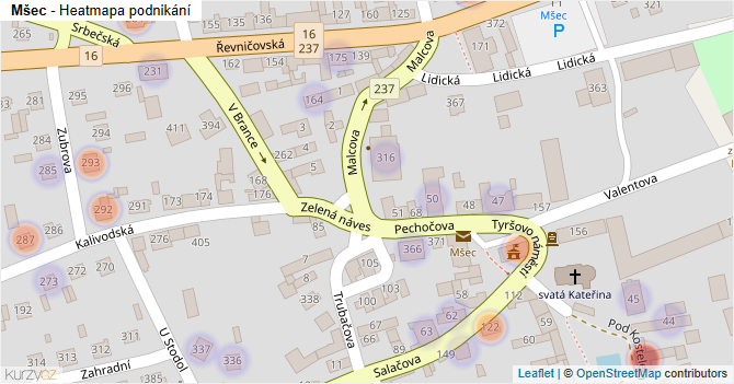 Mšec - mapa podnikání