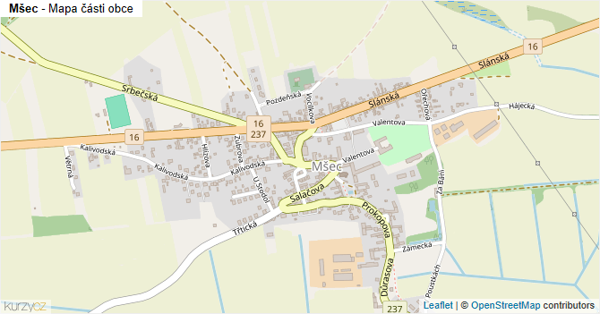 Mšec - mapa části obce