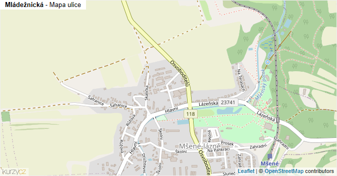 Mládežnická - mapa ulice