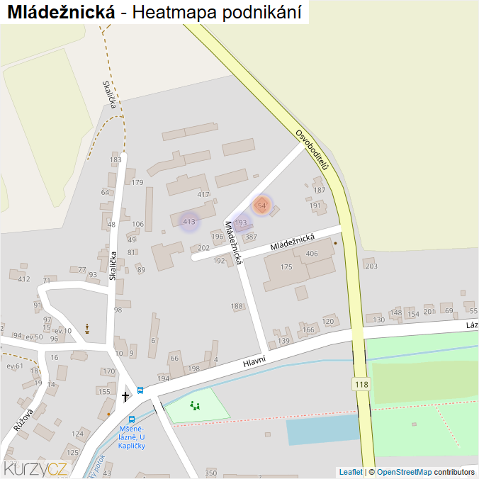 Mapa Mládežnická - Firmy v ulici.