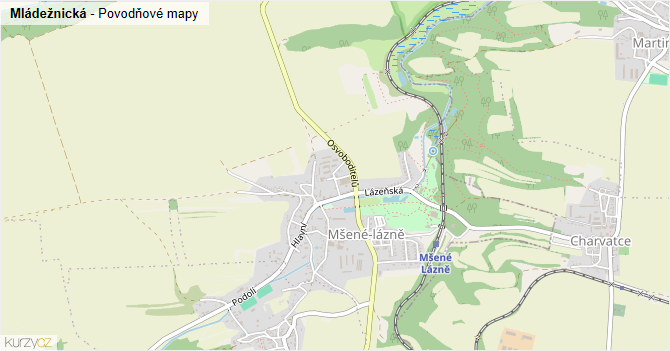 Mládežnická - záplavové mapy stoleté vody