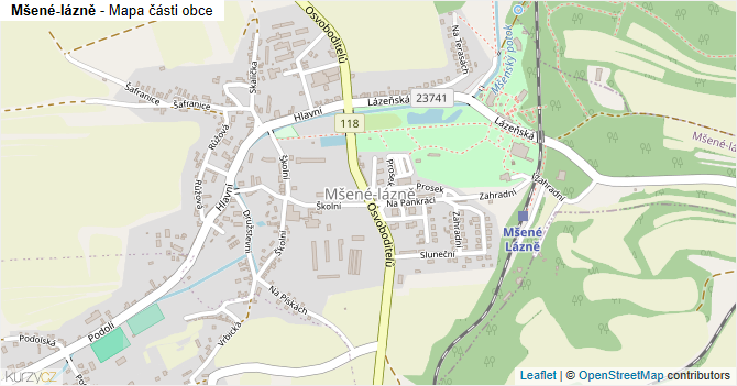 Mšené-lázně - mapa části obce