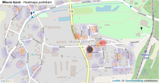 Mšené-lázně - mapa podnikání