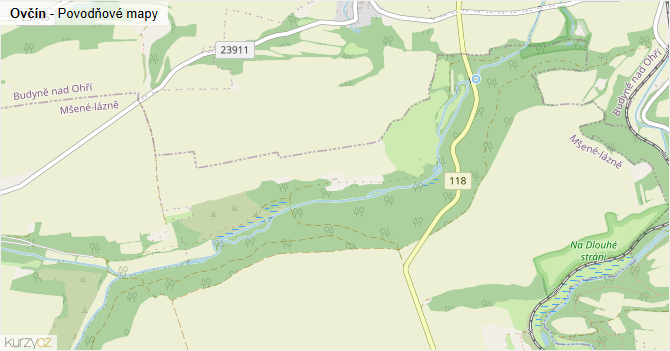 Ovčín - záplavové mapy stoleté vody