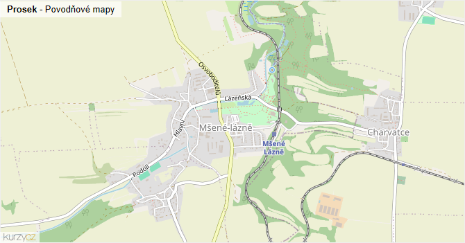 Prosek - záplavové mapy stoleté vody