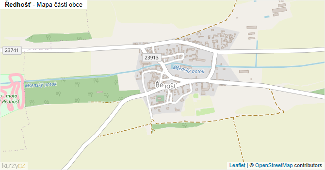 Ředhošť - mapa části obce