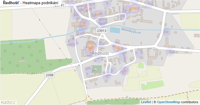 Ředhošť - mapa podnikání