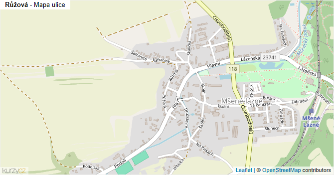 Růžová - mapa ulice