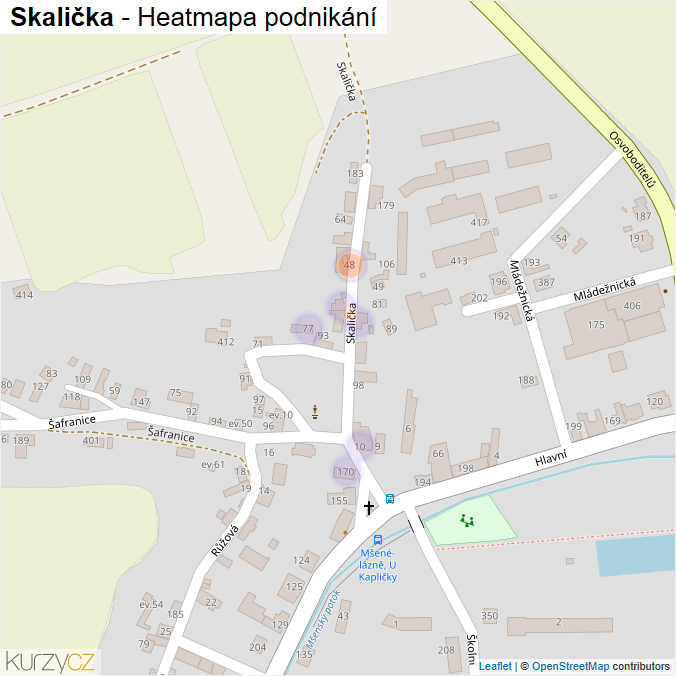 Mapa Skalička - Firmy v ulici.