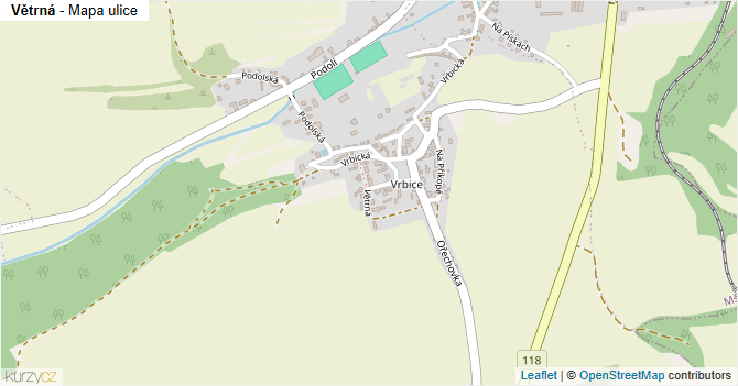 Větrná - mapa ulice