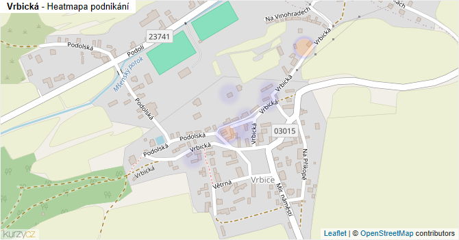 Vrbická - mapa podnikání