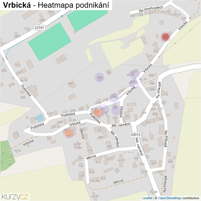 Mapa Vrbická - Firmy v ulici.