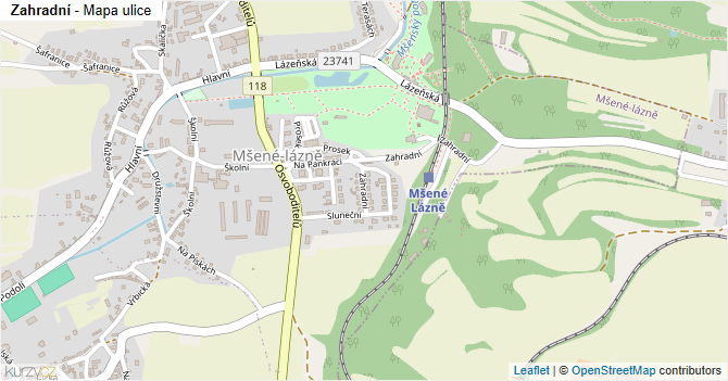 Zahradní - mapa ulice