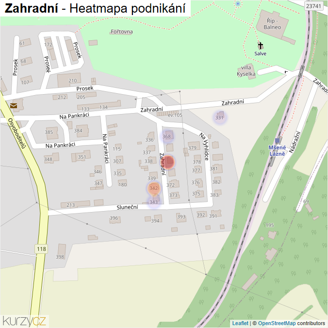 Mapa Zahradní - Firmy v ulici.