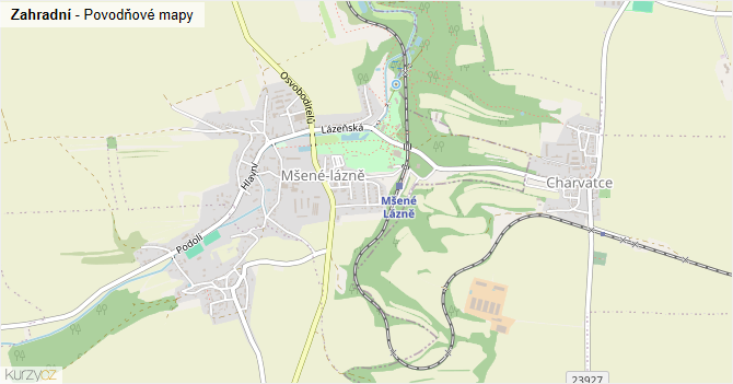 Zahradní - záplavové mapy stoleté vody