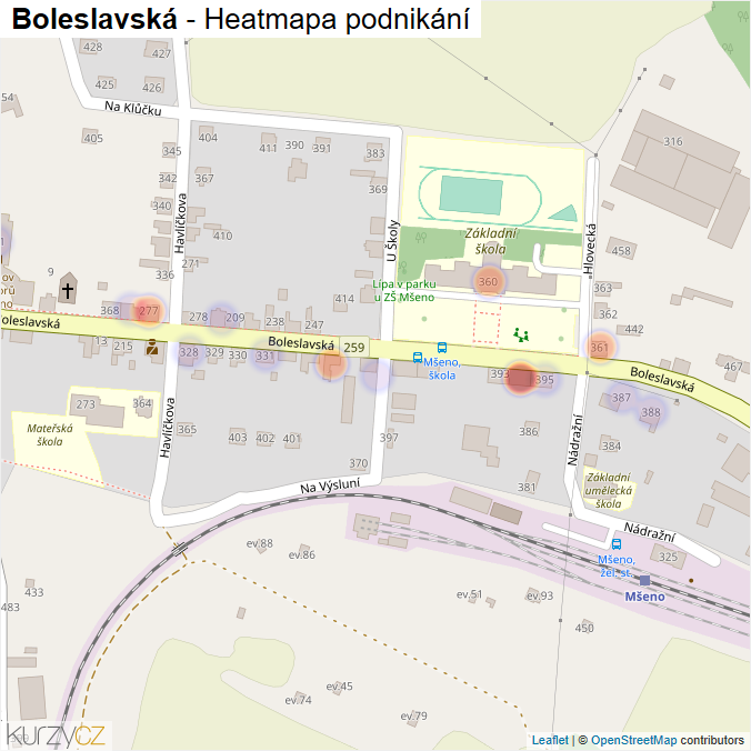 Mapa Boleslavská - Firmy v ulici.