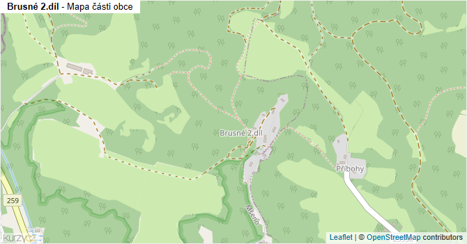 Brusné 2.díl - mapa části obce