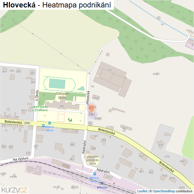 Mapa Hlovecká - Firmy v ulici.