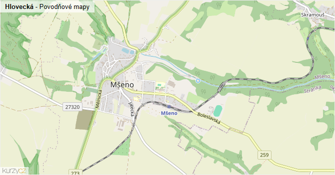 Hlovecká - záplavové mapy stoleté vody