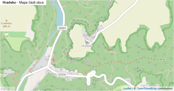 Hradsko - mapa části obce