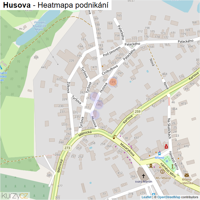Mapa Husova - Firmy v ulici.