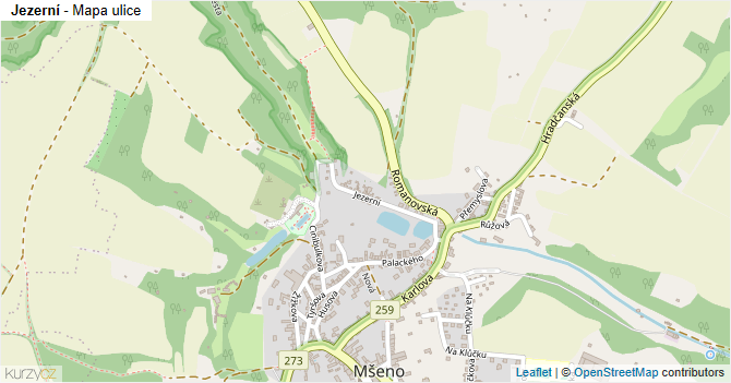 Jezerní - mapa ulice