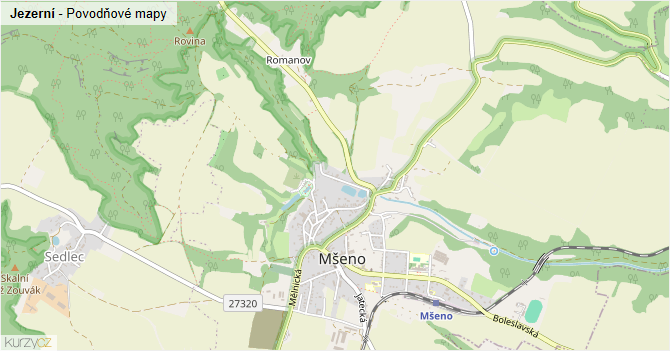 Jezerní - záplavové mapy stoleté vody